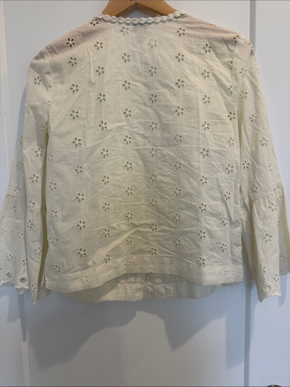 J. Crew Cream Eyelet Ruffle Button-Front Blouse - Picture 2 of 5